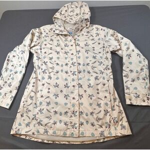 Columbia Splash A Little II Rain Jacket Womens XL Cream Floral Waterproof Hooded